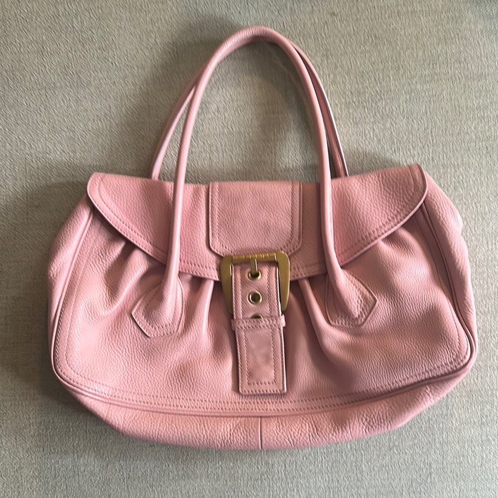 Celine Macadam Bubble Gum Pink Buckle Flap Leather Bag, unreal condition & price